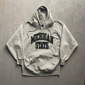 Vintage Michigan State Hoodie Mens XL Grey 2000s Steve & Barrys